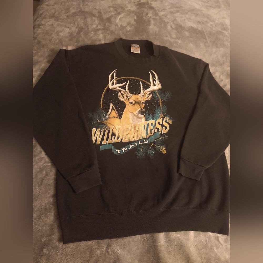 Vintage Wilderness Trails Buck Sweater. XL. Made in USA
